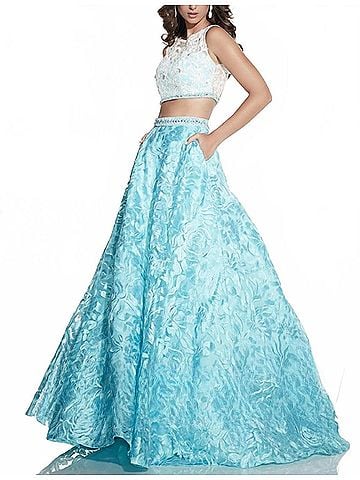 Panoply Women's Prom Dress in Ivory Aqua (view 2)
