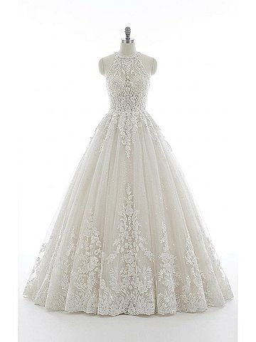 Angelina Faccenda Diamante And Crystal Beaded Ball Gown in Ivory (view 1)