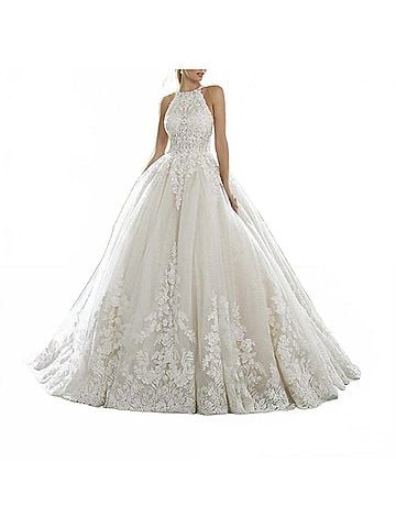 Angelina Faccenda Diamante And Crystal Beaded Ball Gown in Ivory (view 2)