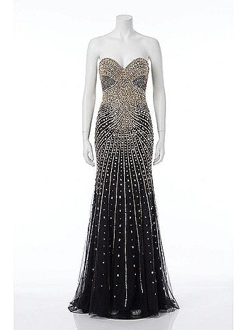 Panoply Women's Prom Dress in White Gold Silver (view 1)