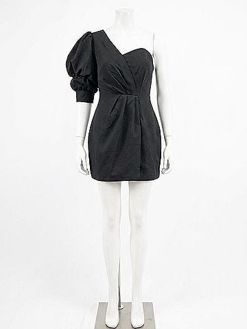 Do & Be One-Shoulder Pleated Mini Dress in Black (view 1)