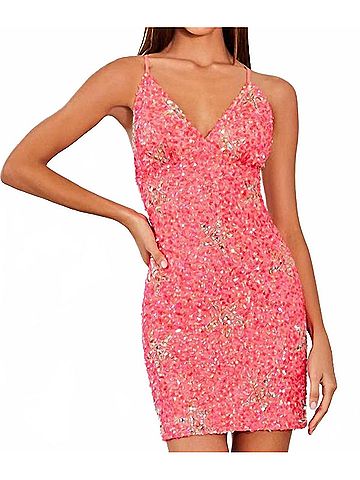 Scala Criss-Cross Back Mini Dress in Coral (view 2)