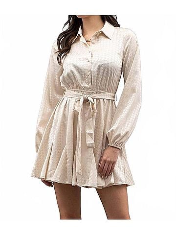 Blu Pepper Toast Houndstooth Dress in Champagne (view 2)