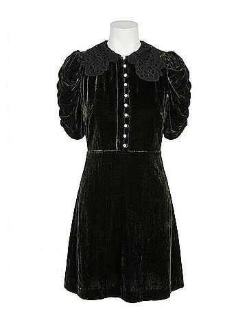 Sea New York Norabelle Velvet Mini Dress in Olive (view 1)