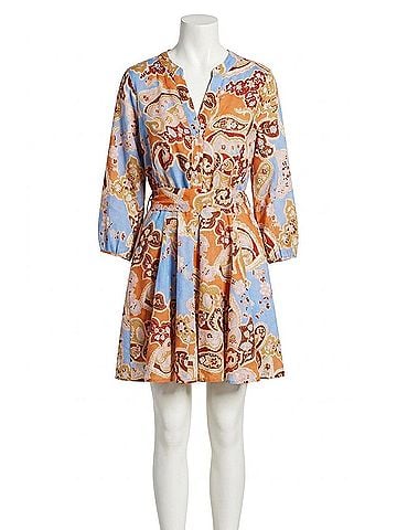 Tyler Boe Gabriella Linen Dress in Blue Paisley (view 1)