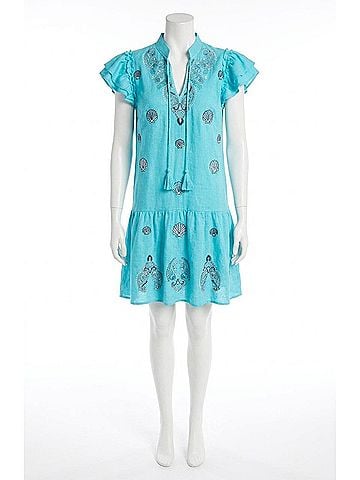 Tyler Boe Aimee Embroidery Linen Dress in Seaside (view 1)