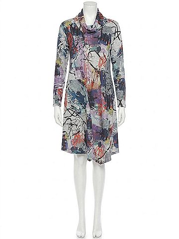 Inoah Cowl Neck A Line Dress With Pocket in Multi (view 1)
