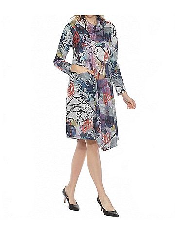 Inoah Cowl Neck A Line Dress With Pocket in Multi (view 2)