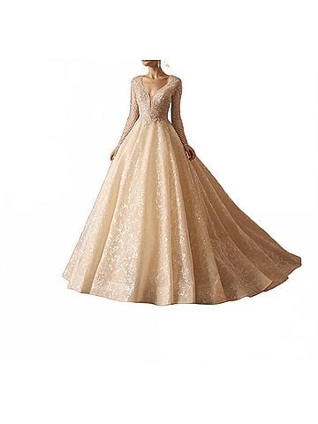 Demetrios Karmen Beaded Tulle Gown in Ivory/Natural (view 2)