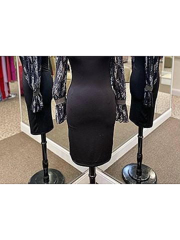 Julian Chang Women's Scoop Neck Long Sleeve Dress in Black (view 2)