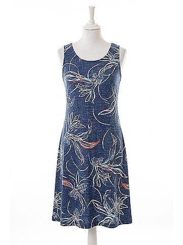 Michael Tyler Denim Floral Print Sundress in Denim/Orange Multi (view 1)