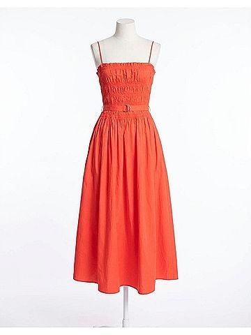 Karina Grimaldi Panama Smocked Midi Dress in Naranja (view 1)