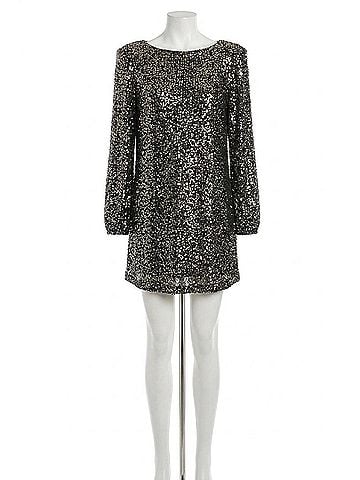 BB Dakota Long Sleeve Sequin Shift Mini Dress in Gunmetal (view 1)