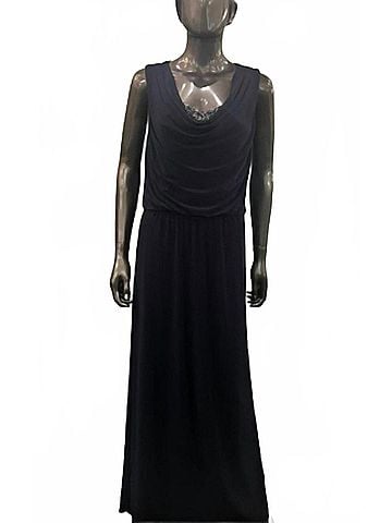 JS Boutique Women's Blouson Top Long Dress in Navy (view 2)