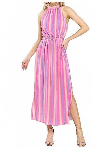 TCEC Daydreamer Pleated Midi Dress in Pink (view 2)