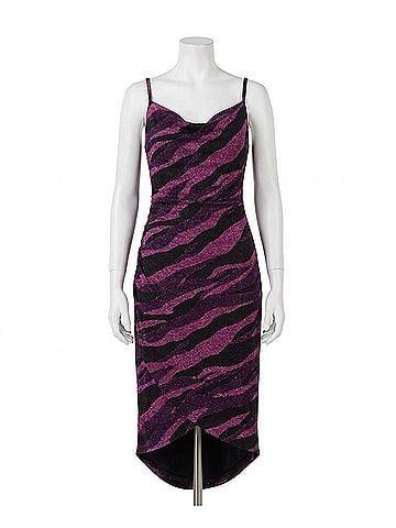 Siena Studio Wavy-Print Tulip-Hem Bodycon Dress in Purple (view 1)