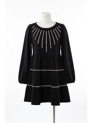 Fantastic Fawn Starlight Long Sleeve Mini Dress in Black (view 1)