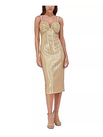 Siena Studio Sequined Midi Dress in Gold (view 2)