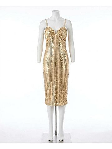 Siena Studio Sequined Midi Dress in Gold (view 1)
