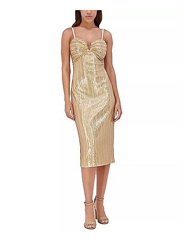Siena Studio Sequined Midi Dress in Gold (view 2)