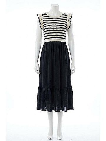Blu Pepper Lola Stripe Twofer Dress in Navy (view 1)