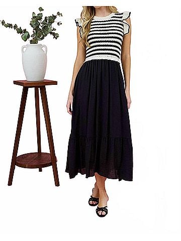 Blu Pepper Lola Stripe Twofer Dress in Navy (view 2)