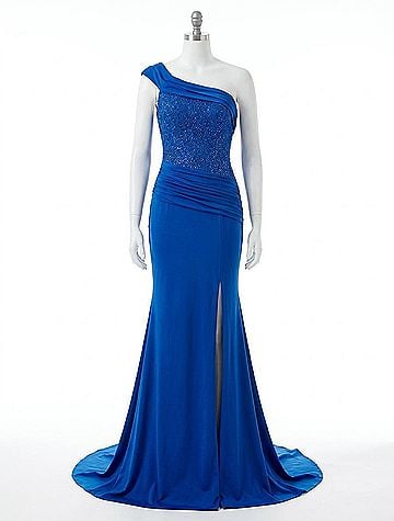Panoply Women's Side Front Slit Dress in Royal (view 1)