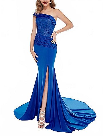 Panoply Women's Side Front Slit Dress in Royal (view 2)