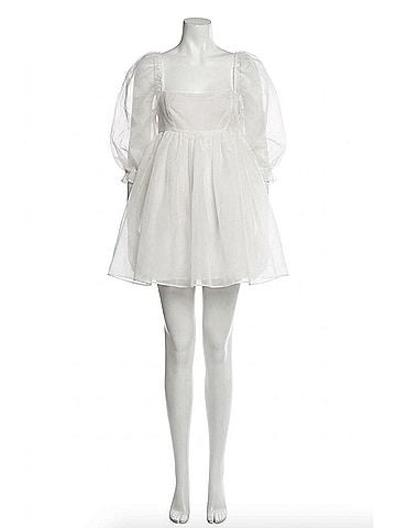 Selkie Puff Mini Dress in Ivory (view 1)
