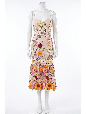 Flying Tomato Elle 3d Floral Midi Dress in Beige (view 1)