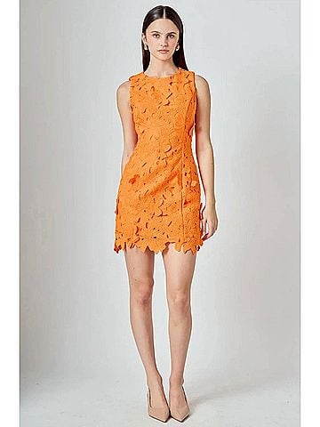 Endless Rose Floral Embroidered Mini Dress in Orange (view 2)