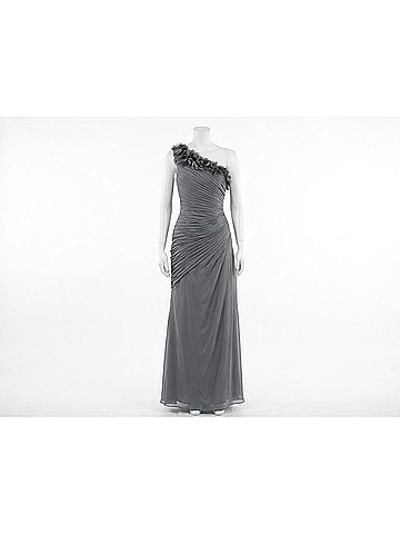 Bari Jay One-Shoulder Neckline Formal Gown in Charcoal (view 1)