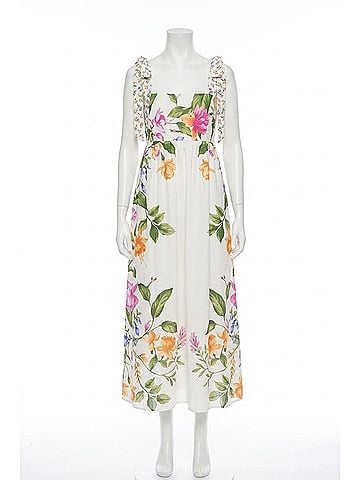 Blu Pepper Floral Empire Waist Midi Dress in Off White Multi (view 1)