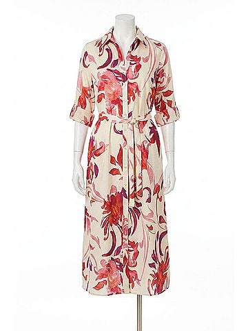 Finley Kyoto Floral Long Alex Shirt Dress in Natural/Pink (view 1)