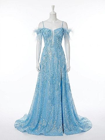 Sherri Hill Sequin Ball Gown With Corset Top in Light Blue (view 1)