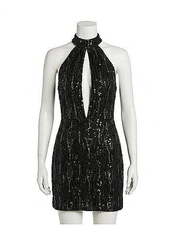 retrofête Halter Mini Dress in Black (view 1)