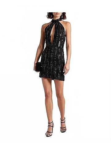 retrofête Halter Mini Dress in Black (view 2)