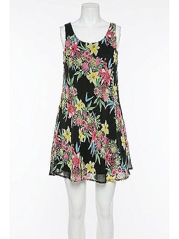 Everly Floral Print Shift Dress in Black (view 1)
