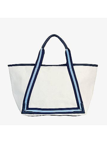 Helen Jon Women's Beach Tote Bag in White/Navy (view 1)
