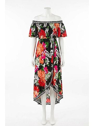 Flying Tomato What I Like About You Floral Midi Dress in Black (view 1)