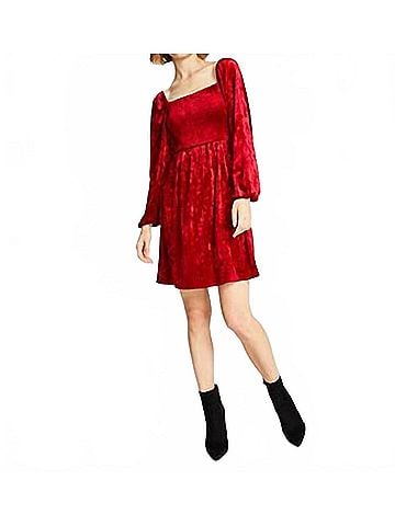 Bar III Women's Velvet Dress in Red (view 2)