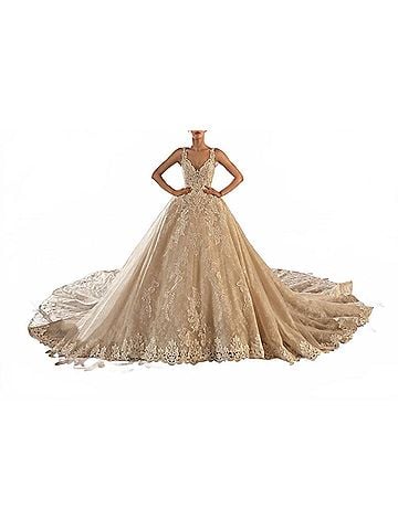 Demetrios Camila V-Neckline Ball Gown in Ivory/Sheer (view 2)