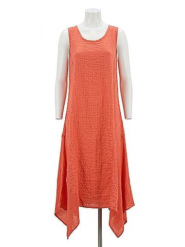 Luna Luz Women's Seersucker Linen Sundress in Coral (view 1)