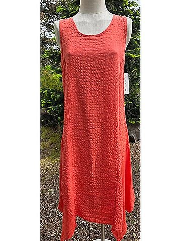 Luna Luz Women's Seersucker Linen Sundress in Coral (view 2)