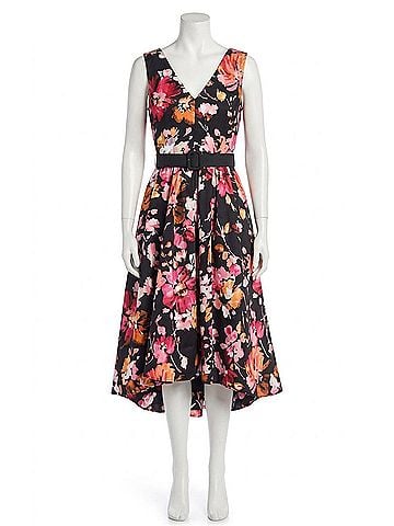 Kay Unger Floral Midi Dress in Saffron/Black (view 1)
