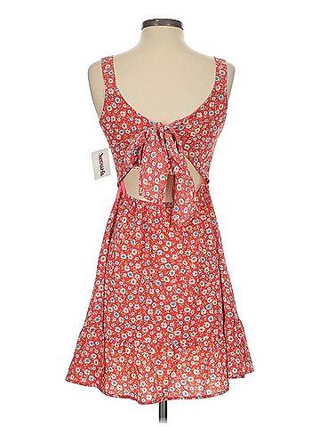 Monteau Coral Floral Tie-Back Mini Dress Casual Dress (view 2)