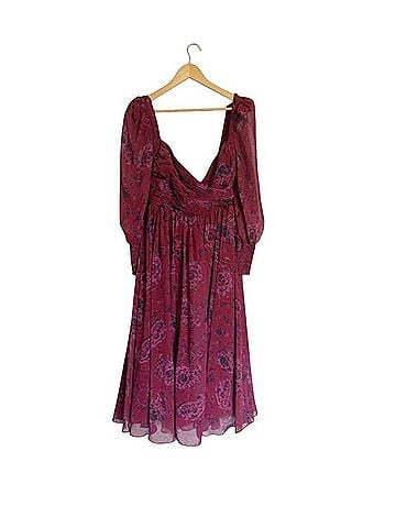 Badgley Mischka Floral Open Back Midi Dress Casual Dress (view 2)