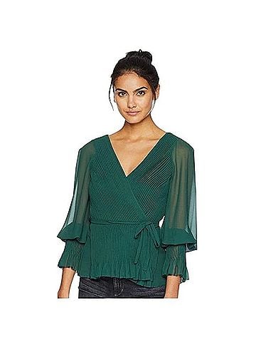 Joie Pleated Wrap Blouse Long Sleeve T-Shirt (view 1)