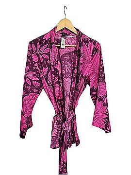 Ann Taylor Satin Floral Tie Wrap Blouse Long Sleeve T-Shirt (view 2)