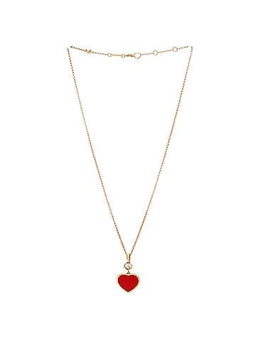 Chopard Happy Hearts Pendant Necklace 18K Rose Gold with Red Stone and 1 Floating Diamond (view 2)